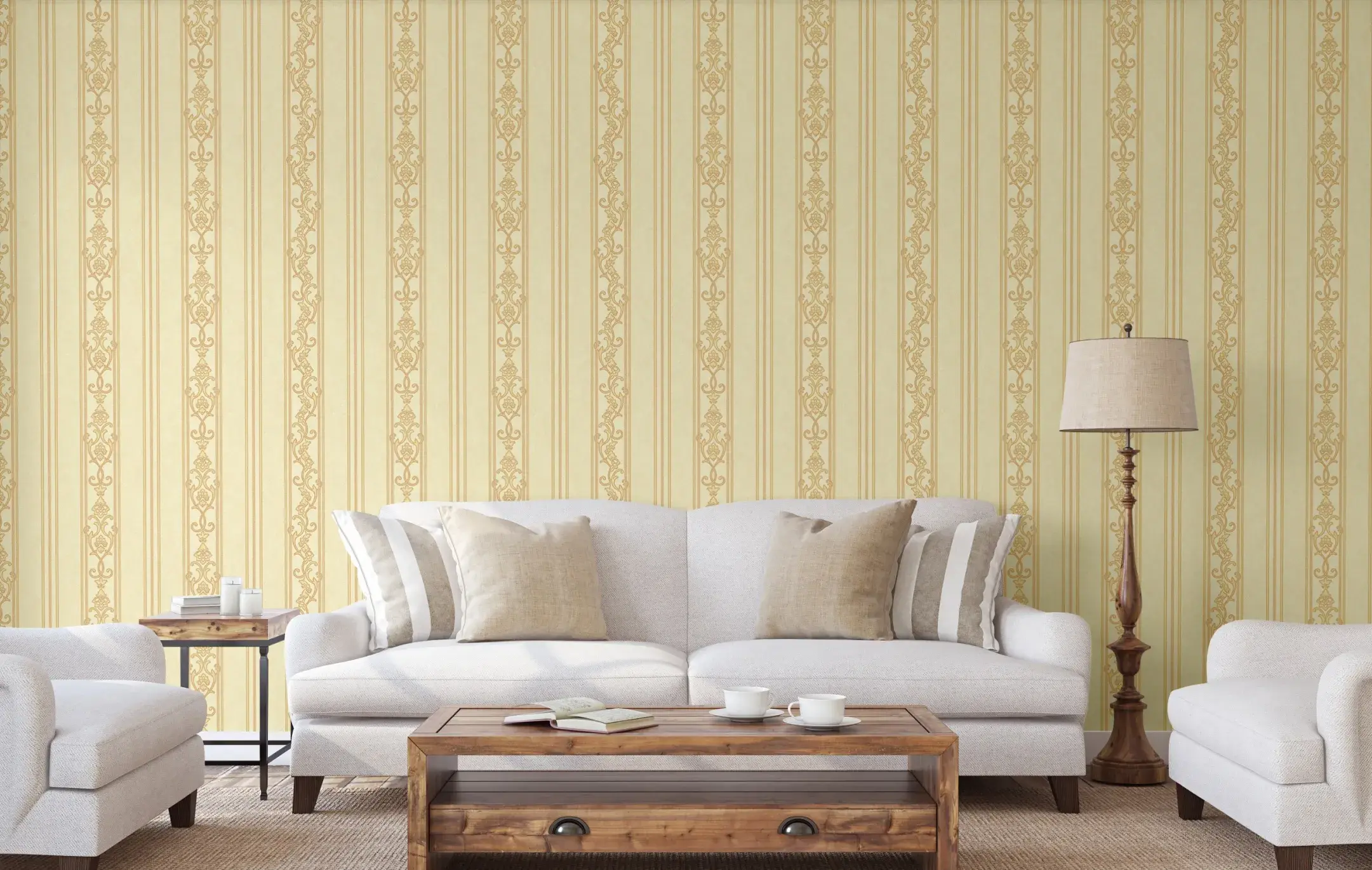 Cream Embossed Wallpaper – Damask Elegance (6805-3)